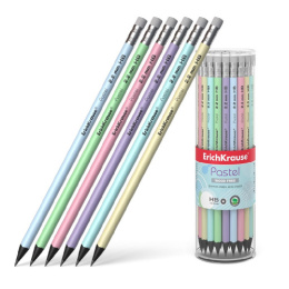 Карандаш чернографитный с ластиком ErichKrause Pastel, пластиковый, круглый 55272