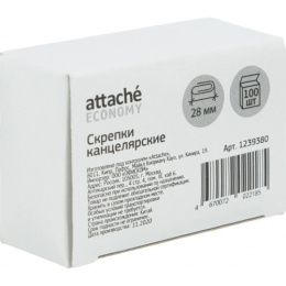 Скрепки 28мм 100шт. Attache Economy, стальные, негофрированные 1239380