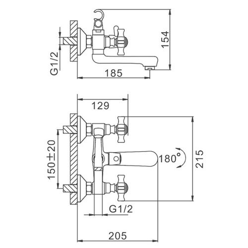Смеситель для ванны Frap H24 F3024 Frap 42858