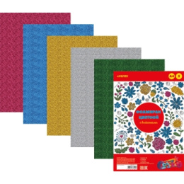 Фоамиран/пластичная замша  5 цветов  5 листов Devente, с блестками, европодвес 8040779