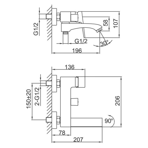 Смеситель для ванны Frap H76 F3276-9 Frap 42872