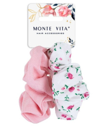Резинки для волос Monte Vita набор   2шт. скранч 4х20см, розовый/белый 457073