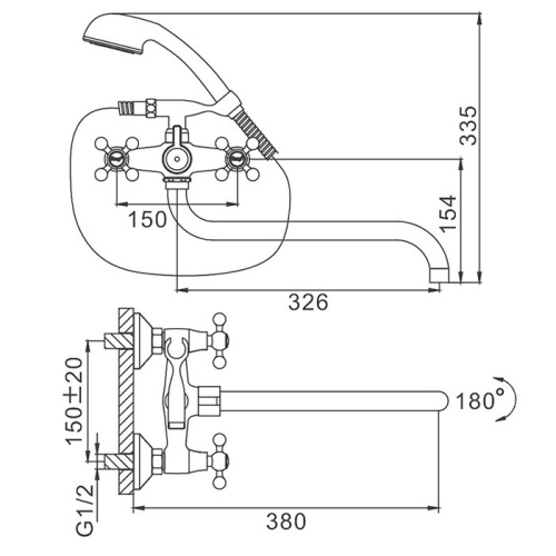 Смеситель для ванны Frap H19 F2619-2 Frap 42856