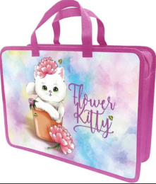 Папка-портфель детский А4 Lamark Flower Kitty, на молнии, с ручками 128/708892831