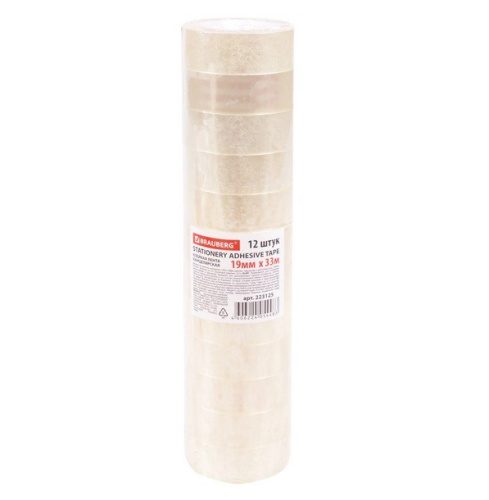Скотч 19мм х 33м прозрачный Brauberg 223125