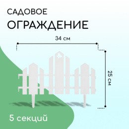 Ограждение декоративное пластиковое 34х25см (комплект из 5 секций) Чудный сад, белый Кострома пластик 1317131