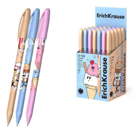 Ручка шариковая ErichKrause Ultra U-108 Stick Yummy Ultra Glide Technology, черная, 1мм 63107