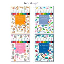 Фломастеры 12 цветов Happycolor, 4 вида 32-0023