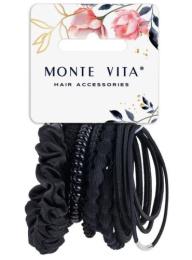 Резинки для волос Monte Vita набор  14шт. 4,5см, 5см, 6см, черные, 8 форм 457044