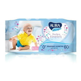 Салфетки влажные Ultra Comfort  60шт. детские Aura  1165938
