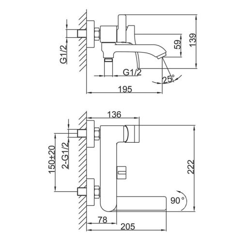 Смеситель для ванны Frap H75 F3275-19 Frap 42871