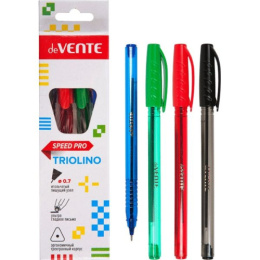 Ручки шариковые набор  4 цвета Devente Triolino Translucent серия Speed Pro, 0,7мм 5073108