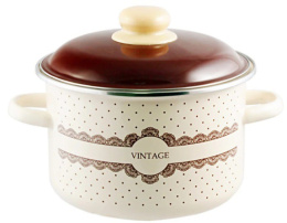 Кастрюля эмалированная Винтаж / Vintage 3,0л цилиндрическая с металл. крышкой Appetite 6RD181M