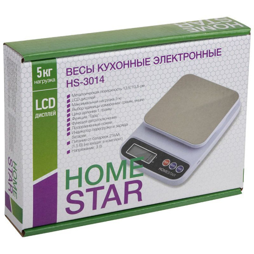 Весы кухонные электронные до  5кг, пластиковые, HS-3014 HomeStar 109082