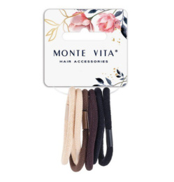 Резинки для волос Monte Vita набор   6шт. 0,4х14см, черный/коричневый/бежевый 457043
