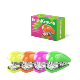 Степлер №24  20 листов ErichKrause Compact Neon мини, ассорти 61736