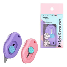 Нож канцелярский малый 9мм ErichKrause Cloud Mini Pastel, ассорти 62755