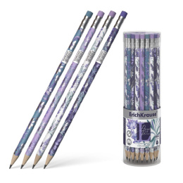 Карандаш чернографитный с ластиком ErichKrause Lavender, трехгранный 56956