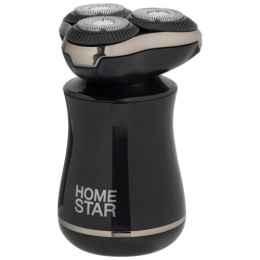Бритва аккумуляторная, 3 бреющие головки, шнур USB, HS-9022M, черный HomeStar 108154