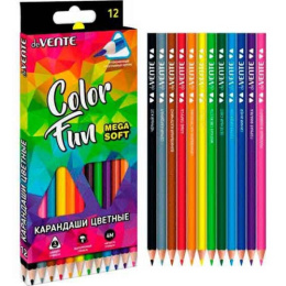Карандаши цветные 12 цветов Devente Color Fun 4М, 3мм, трехгранные 5022127