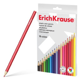 Карандаши цветные 18 цветов ErichKrause, пластиковые, шестигранные 53362