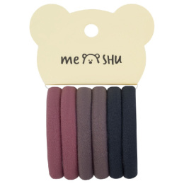 Резинки для волос Meshu набор   6шт. 4см Essence Thin, винный/коричневый/графитовый MS_60536  369176