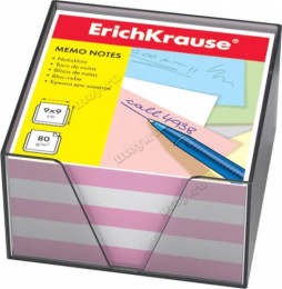 Блок для записей в пластиковом боксе 9х9х5 2 цвета (белый, розовый) ErichKrause 2718