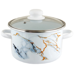 Кастрюля эмалированная Marble / Мрамор 5,5л цилиндрическая со стеклян. крышкой Appetite 1RD221S