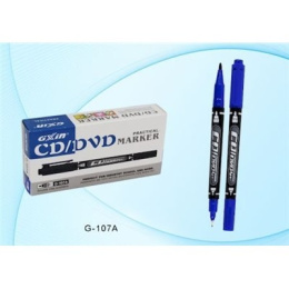 Маркер перманентный для CD DVD двусторонний, синий, острый, супертонкий G-107A/СИН/