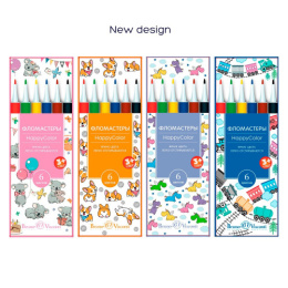 Фломастеры  6 цветов Happycolor, 4 вида 32-0024