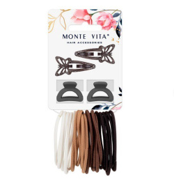 Набор для волос Monte Vita 24шт. 2 заколки 5см + 2 краба 2,5см + 20 резинок 457035