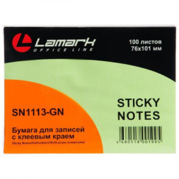 Блок самоклеящийся 76х101 зеленый 100 листов Lamark 128/12254