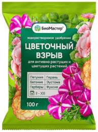 Удобрение Цветочный взрыв 100г водорастворимое для активно растущих и цветущих растений БиоМастер