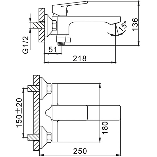Смеситель для ванны Frap H46 F3246 Frap 41492