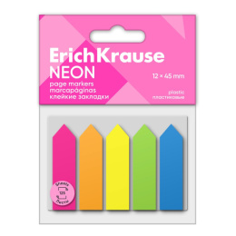 Этикет-закладки самоклеящиеся  5 цветов х 125 листов 45х12мм ErichKrause Neon 61555