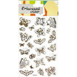 Наклейки объемные 12х19см Gold Silver Butterflies, с золотым и серебряным тиснением 8002115