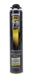 Пена монтажная Zigger PF 70, профессиональная, всесезонная, 890мл/1020г 01-03-70
