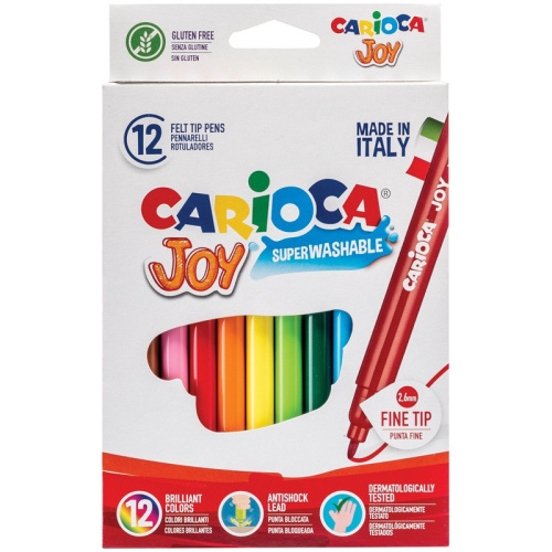 Фломастеры 12 цветов Carioca Joy, смываемые, 40614 063677
