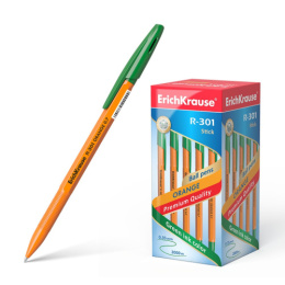 Ручка шариковая ErichKrause R-301 Orange Stick, зеленая, 0,7мм 43197