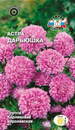 Астра Дарьюшка карликовая королевская сиренево-розовая 0,2г цветной пакет Седек