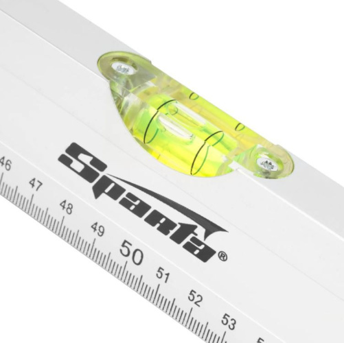 Уровень 1000мм алюминиевый с 3 глазками, линейка, серебряный Sparta 331295