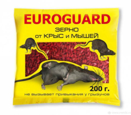 Зерно для уничтожения крыс и мышей  200г Euroguard