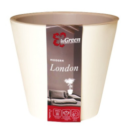 Горшок для цветов пластиковый London со вставкой  5л d-23см сливочный InGreen ING6206СЛ