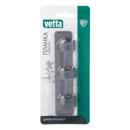 Планка из нержавеющей стали с 3 крючками 2,5х12см Vetta 440-368