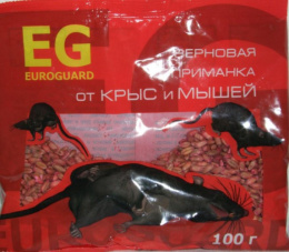 Зерно для уничтожения крыс и мышей  100г Euroguard
