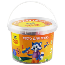 Тесто для лепки 12 цветов по 30г Енот в деревне, пластиковое ведро ТЛ_12209