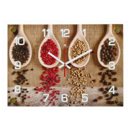 Часы настенные прямоугольные 35 х 25см Специи в буковых ложечках Рубин 2535-615