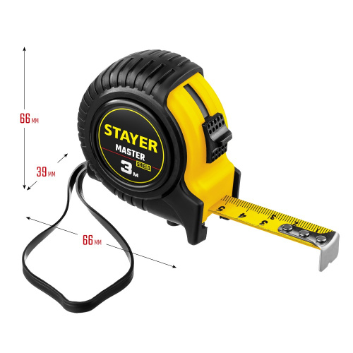Рулетка  3м х 16мм обрезиненный корпус Stayer 34025-03