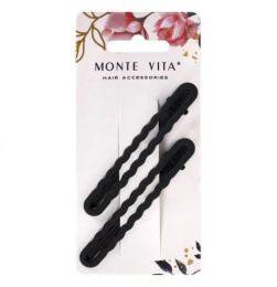 Заколки для волос Monte Vita набор  2шт. на зажиме, черные soft touch, 8см 457087