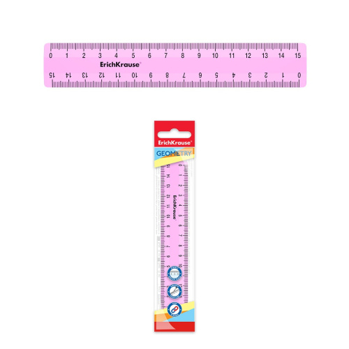 Линейка пластиковая 15см ErichKrause Neon, желтая 49539
